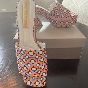 Franco Sarto Damara 2 Pink Fabric Platform Heeled Sandal - SZ 8 New in Box